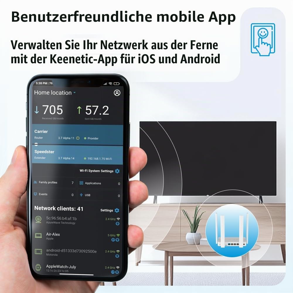 Keenetic Runner 4g (geeignet für Deutschland) N300 Mesh-WLAN-4G-Router mit einem 4-Port-Smart-Switch