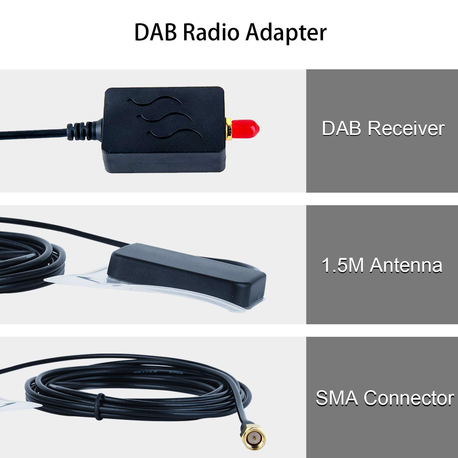 Dasaita USB DAB Car Adapter DAB+ Digital Radio Tuner Receiver + SMA