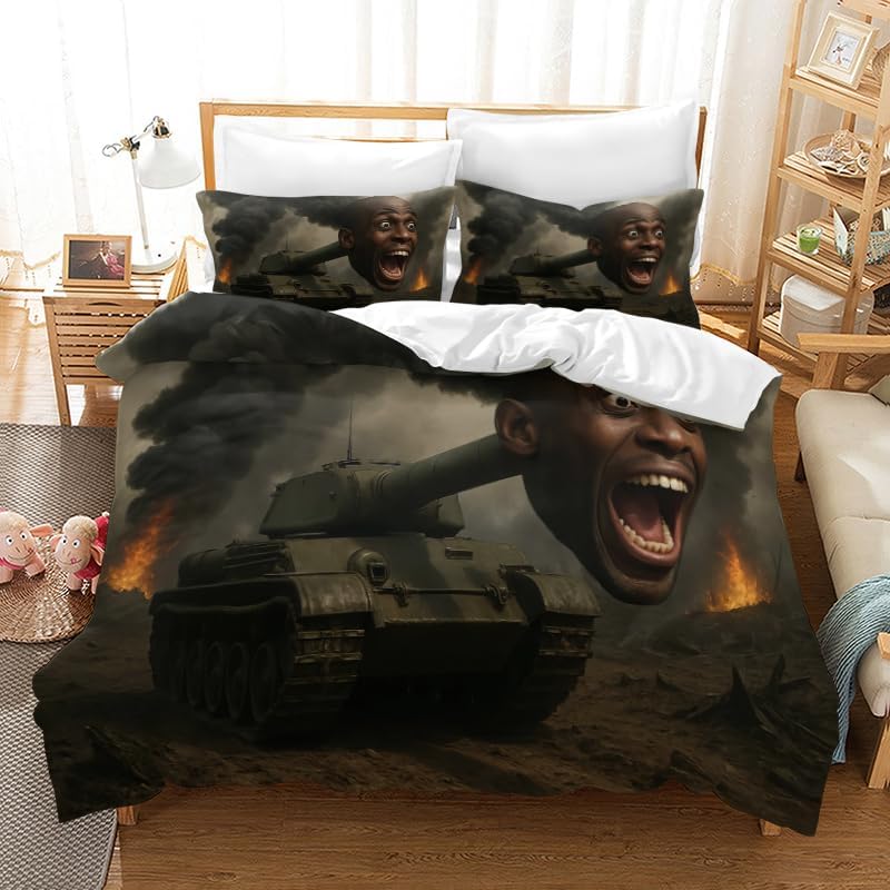 Brainrot Duvet Cover Twin Size, Cartoon Pattern Twin Comforter Cover Bedding Set for Kids Boys Girls Bed Decor Gifts, Bedding Set 3 Piece Quilt Cover with 2 Pillowcases