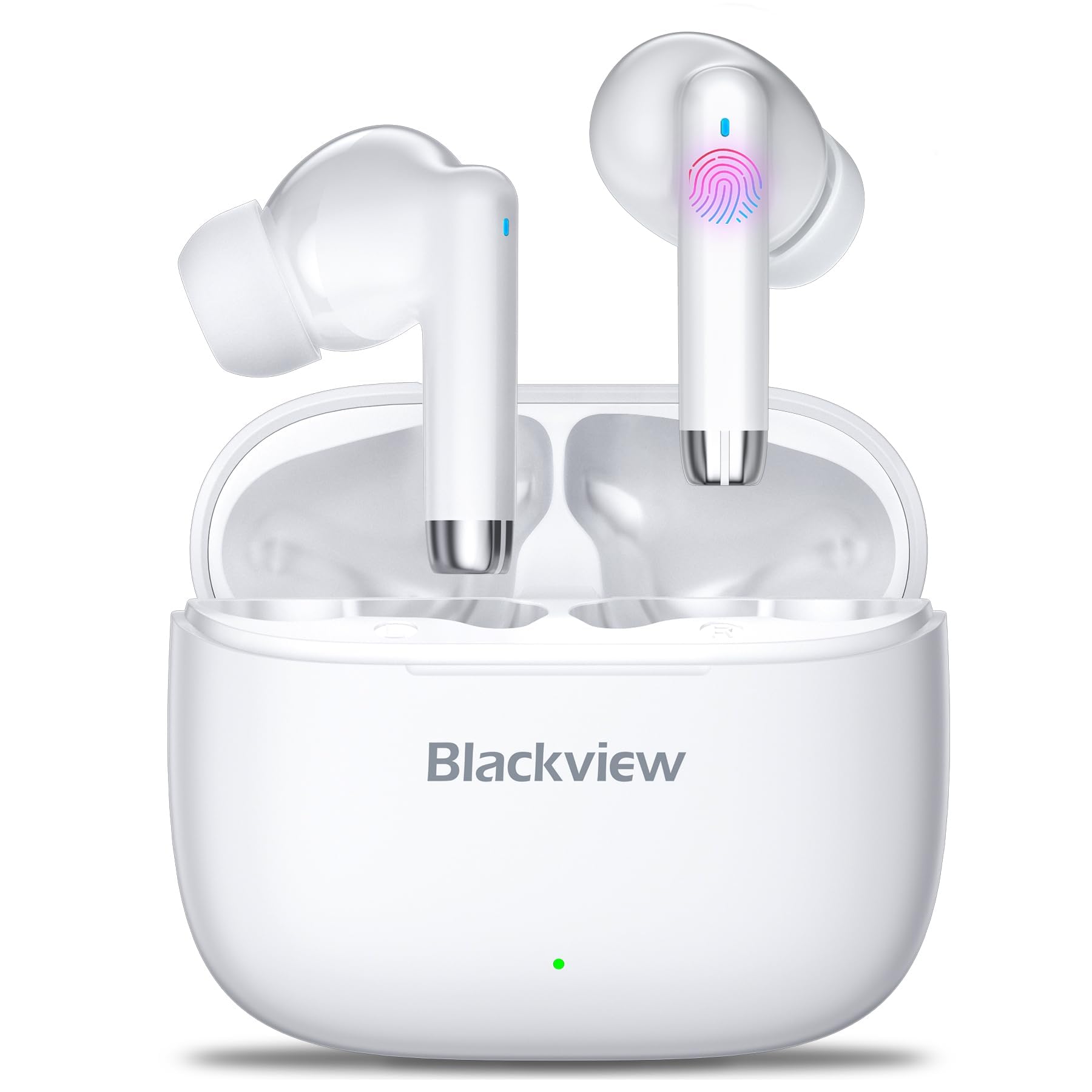 Blackview Wireless Earbuds, Airbuds 4 Bluetooth Headphones HiFi Stereo Earbuds with Replaceable Eartip, Bluetooth 5.3 Earphones with Mic, 36H Playtime - White