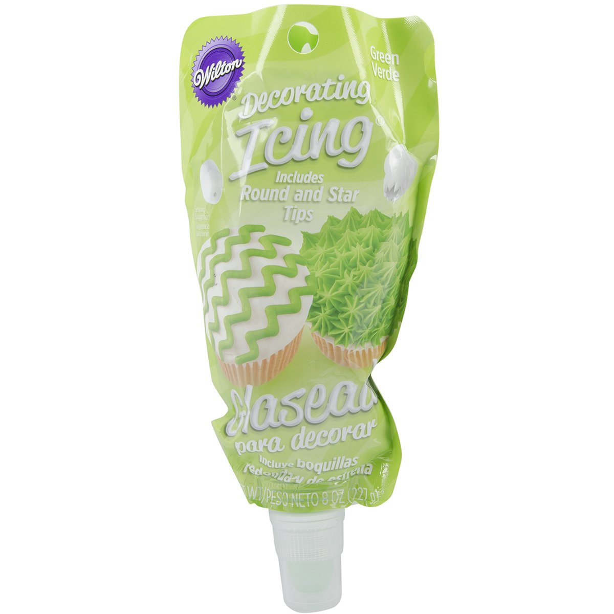 Icing Pouch with Tips, 8-Ounce, Green