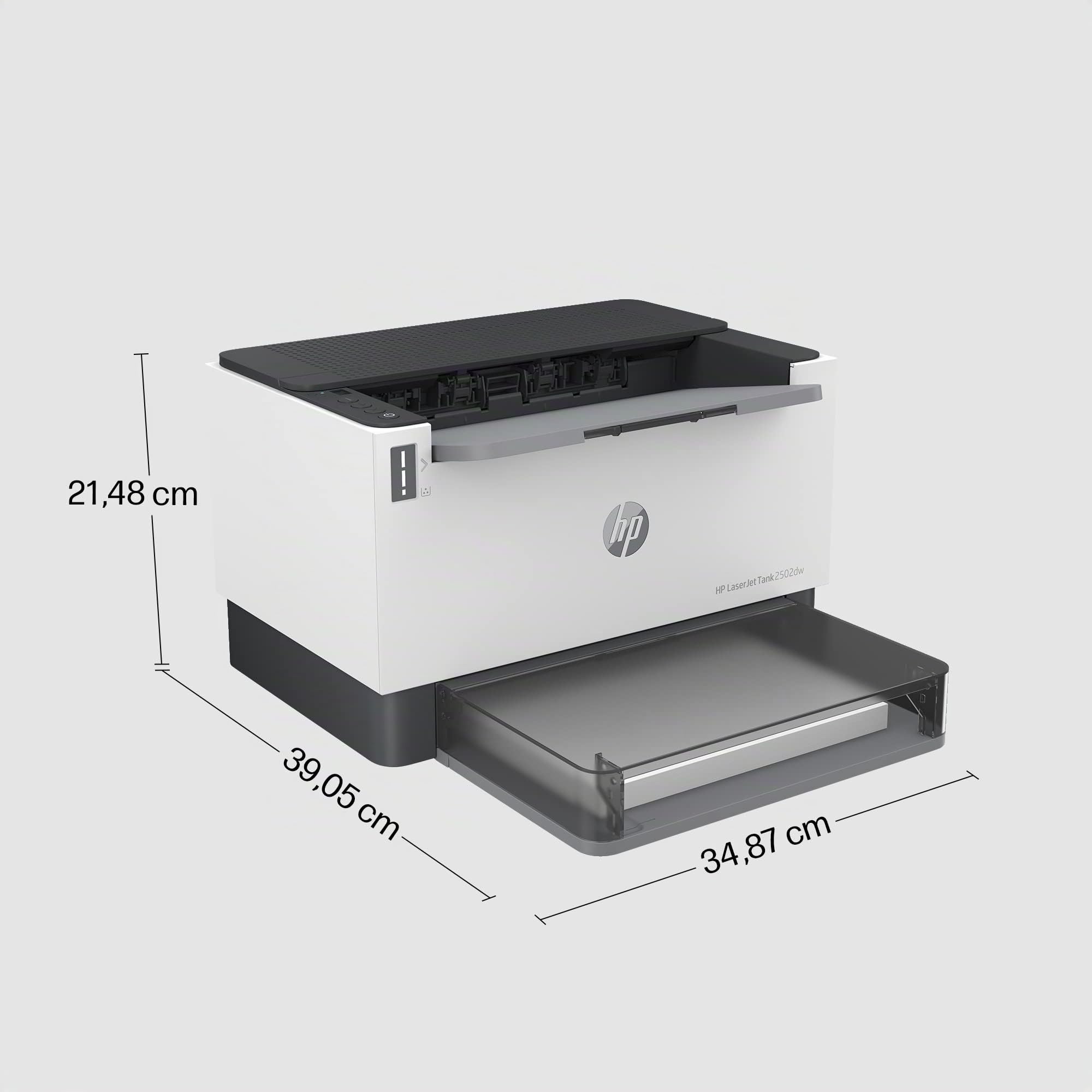 HP Laser Tank 2504dw, 2R7F4A, Imprimante Monochrome Fonction Unique, réservoir de Toner intégré à Recharge Rapide, Recto/Verso Automatique, 22 ppm, Jusqu'à 5000 Pages, Wi-FI, USB, LCD, Blanche