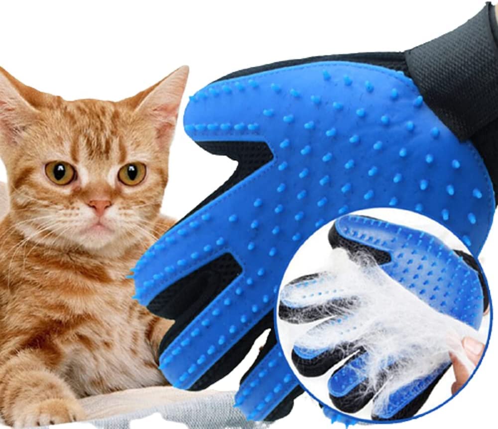 Pet Grooming Gloves, 2 pcs Right and Left Hand Dog Brush, Silicone Glove with Soft Bristles - Image 4
