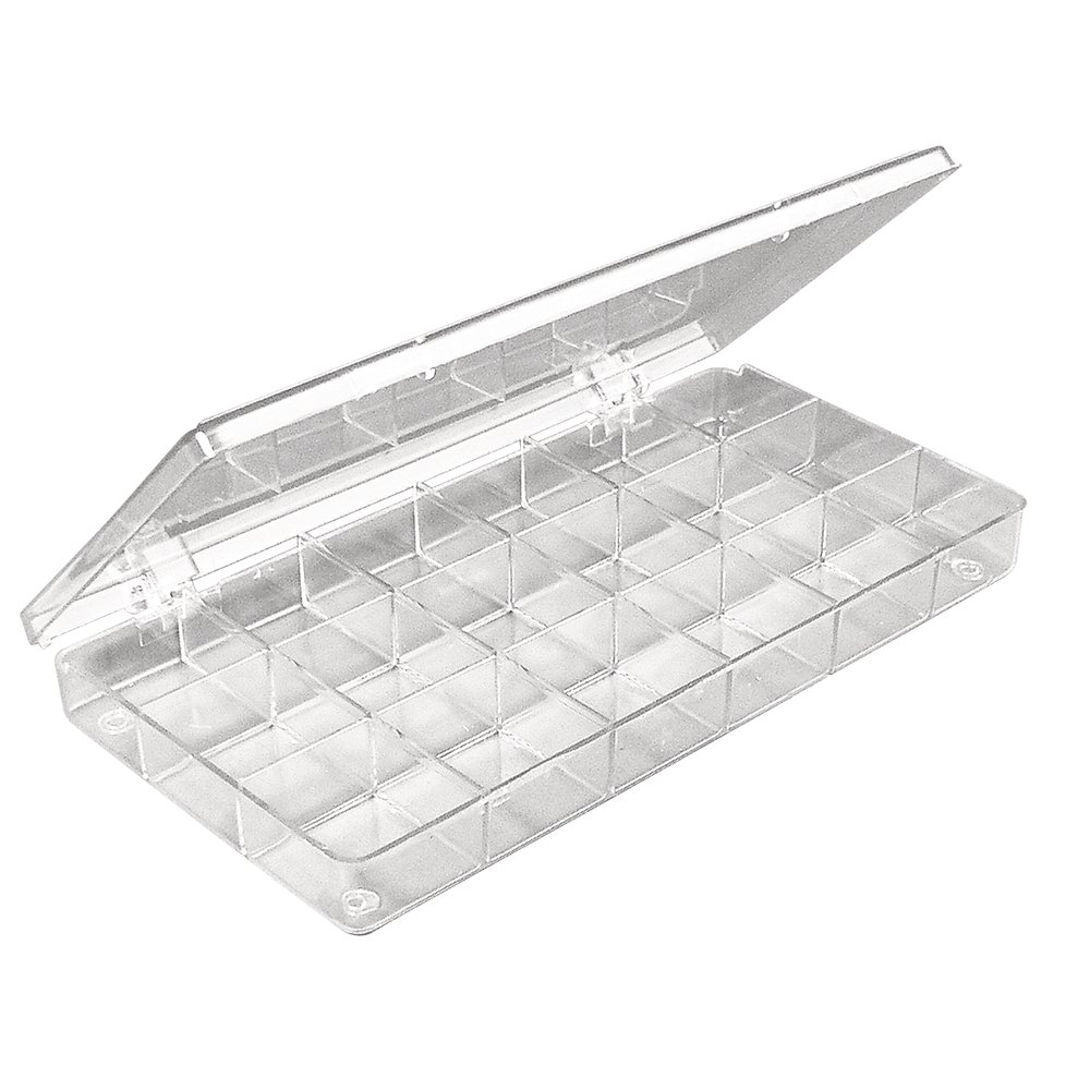 Rayher 3901937 Bead Storage, Craft Organiser Storage Box with 18 Compartments for Jewellery Making, Sewing, Home and Office, clear, 20x10cm, 3901937