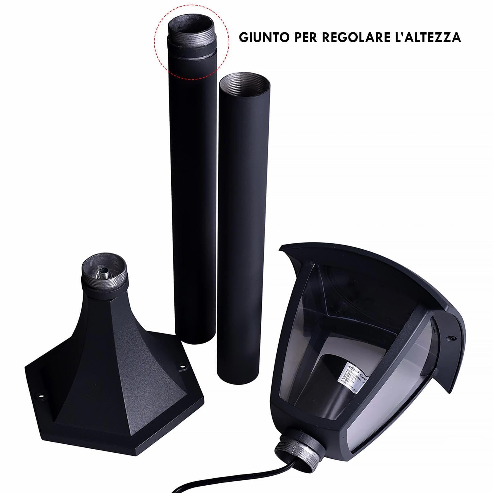 Planetitaly Lampioni da Giardino Esterno LED 8W E27, Impermeabile, Illuminazione per Giardino, Lampada da Esterno da Terra Altezza Massima 86cm Regolabile, Lampadina 2700K Inclusa (Grigio Antracite)