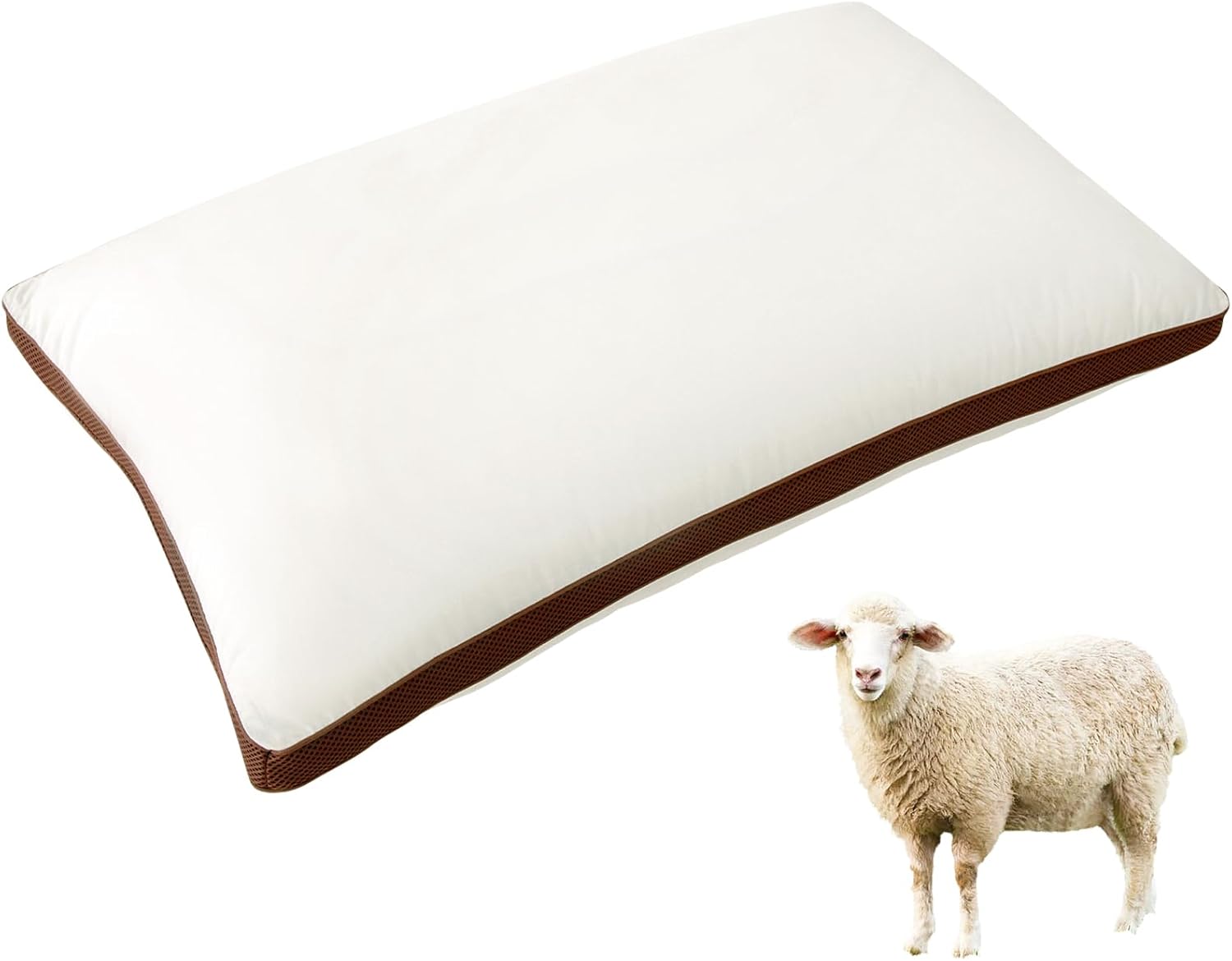 YOUR MOON Organic Wool Pillow Standard Size, Luxury Australian Wool & Microfiber Fill, Medium Soft Support Breathable Bed Pillow for Sleeping, 100% Cotton Cover, Natural Wool Pillows (Off White) - Amazon product rated Grade B