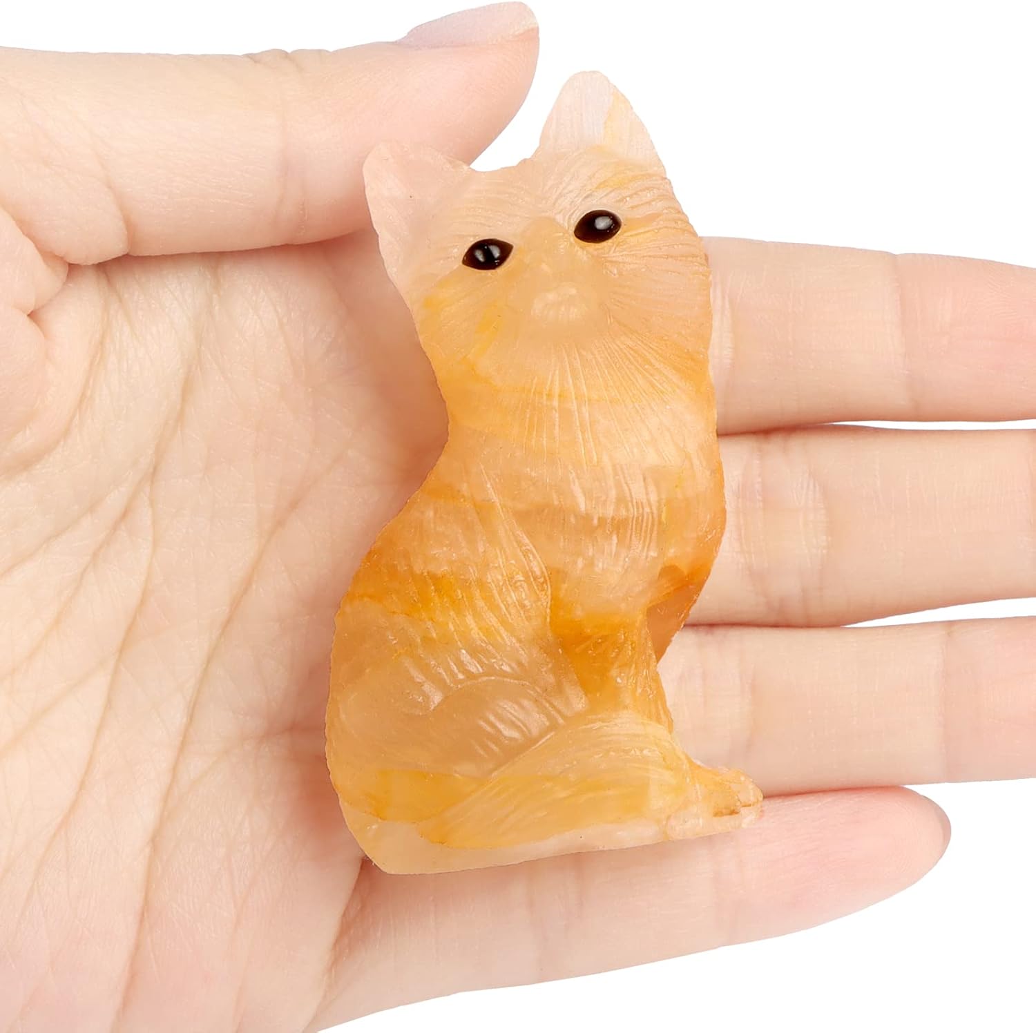 SMQ 2.4" Citrine Crystal Fox Statues and Figurines,Carved Gemstone Fox Animal Carvings Collectible Healing Crystal Stones Sculpture for Home Garden Decor