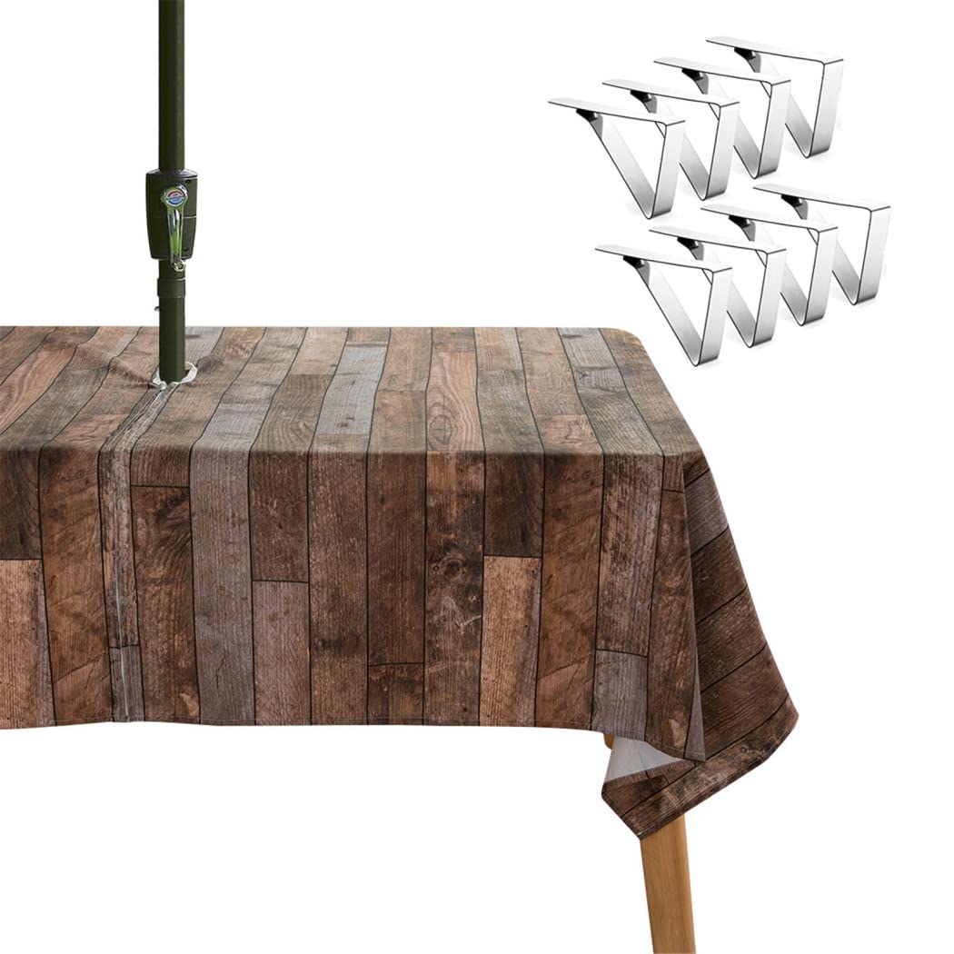Tovaglia da Esterno con Foro Ombrellone Tovaglia Impermeabile Antimacchia Rettangolare +8 Ferma Tovaglia da Esterno, per Primavera/Estate/Festa/Giardino/Barbecue/Patio,1,153x305cm