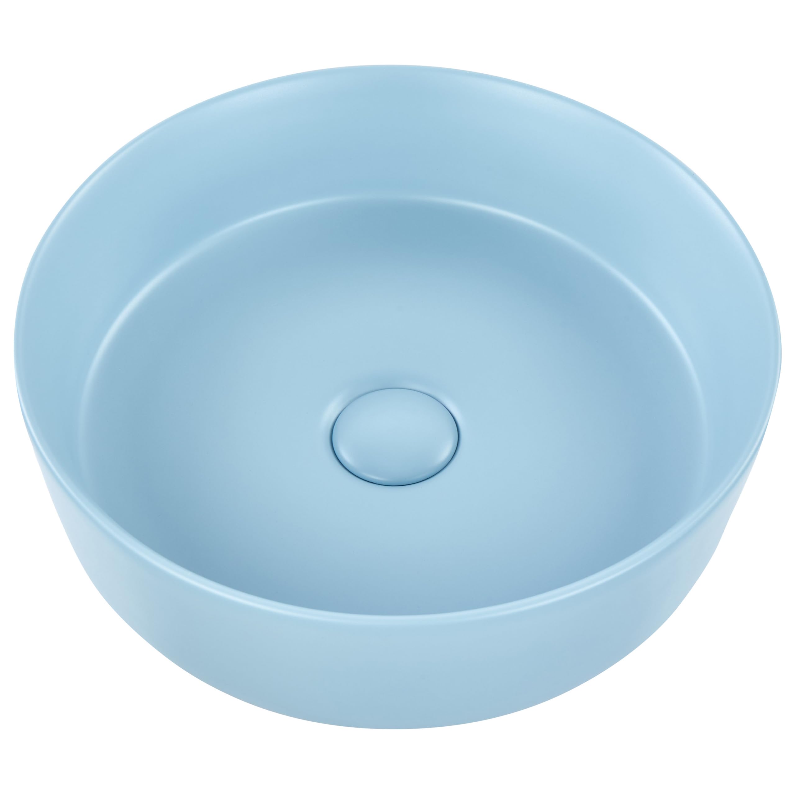 Umywalka łazienkowa nablatowa ceramiczna mat okrągła 37 cm niebieska Gudar