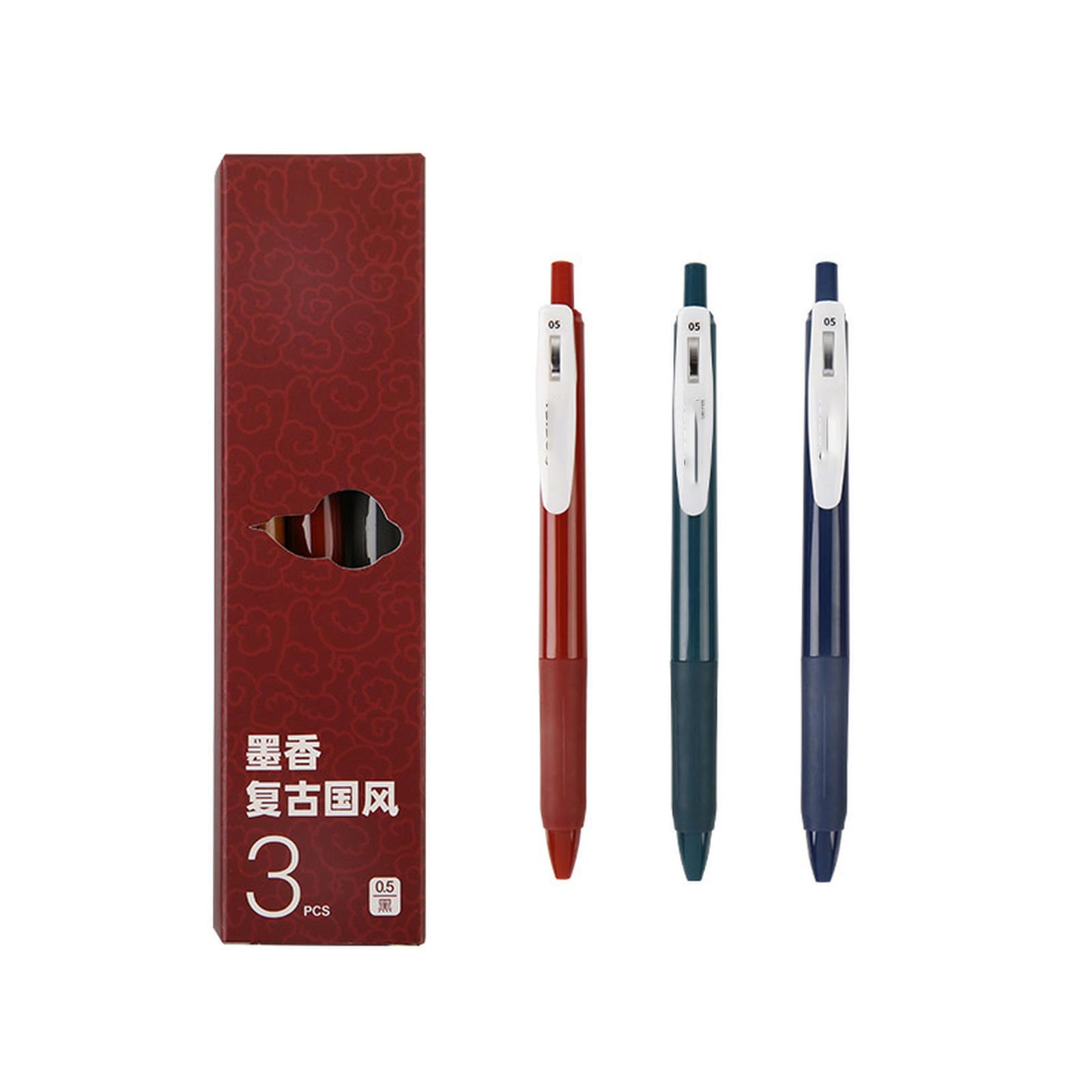 0 5mm Retro Style Press Neutral Pen Soft Gel Pen Grip Bullet Head Neutral Pen-Red Green and Blue