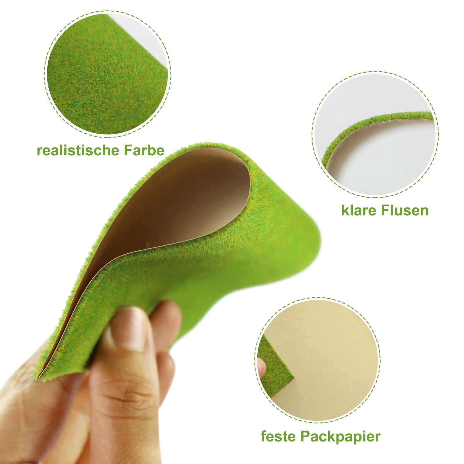 Evemodel 12pcs 17cmX17cm Green Grass Mat 2mm Thick Artificial Lawn Architectural Layout (Grass Green), Medium - Image 4