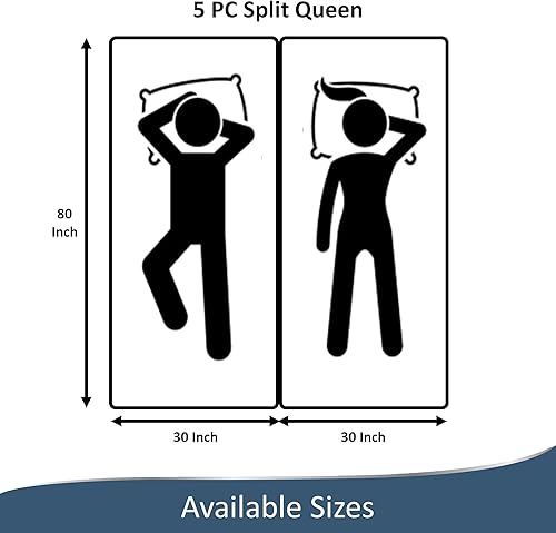 Miniatura 2 de Neerahi Juego de sábanas divididas tamaño Queen ajustable, 800 hilos, 100% algodón egipcio 1 encimera, 1 sábana bajera y 2 fundas de almohada tejido