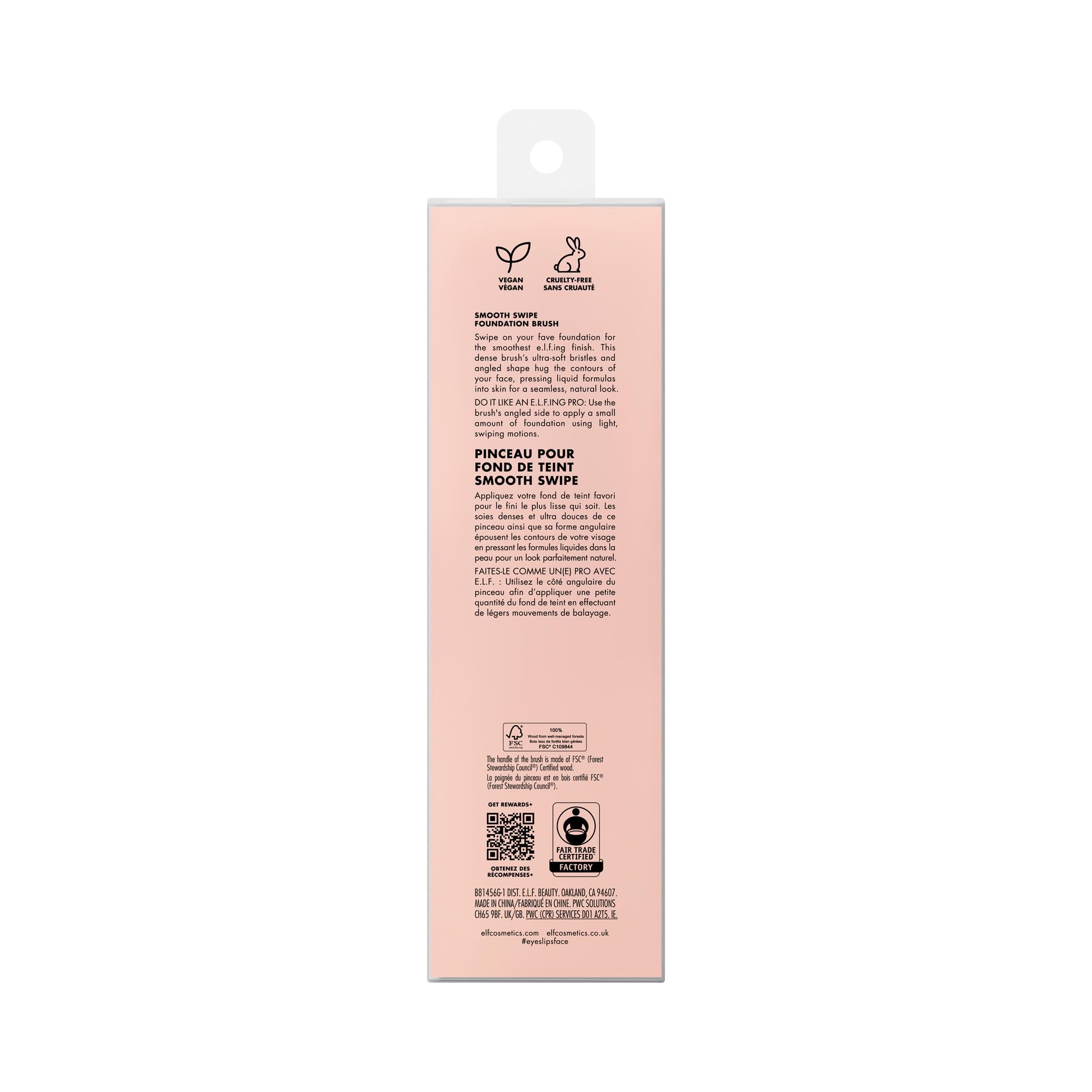 e.l.f. Smooth Swipe Foundation Brush, pennello trucco viso per un finish naturale, ideale per formule liquide e in crema, prodotto vegano e non testato sugli animali