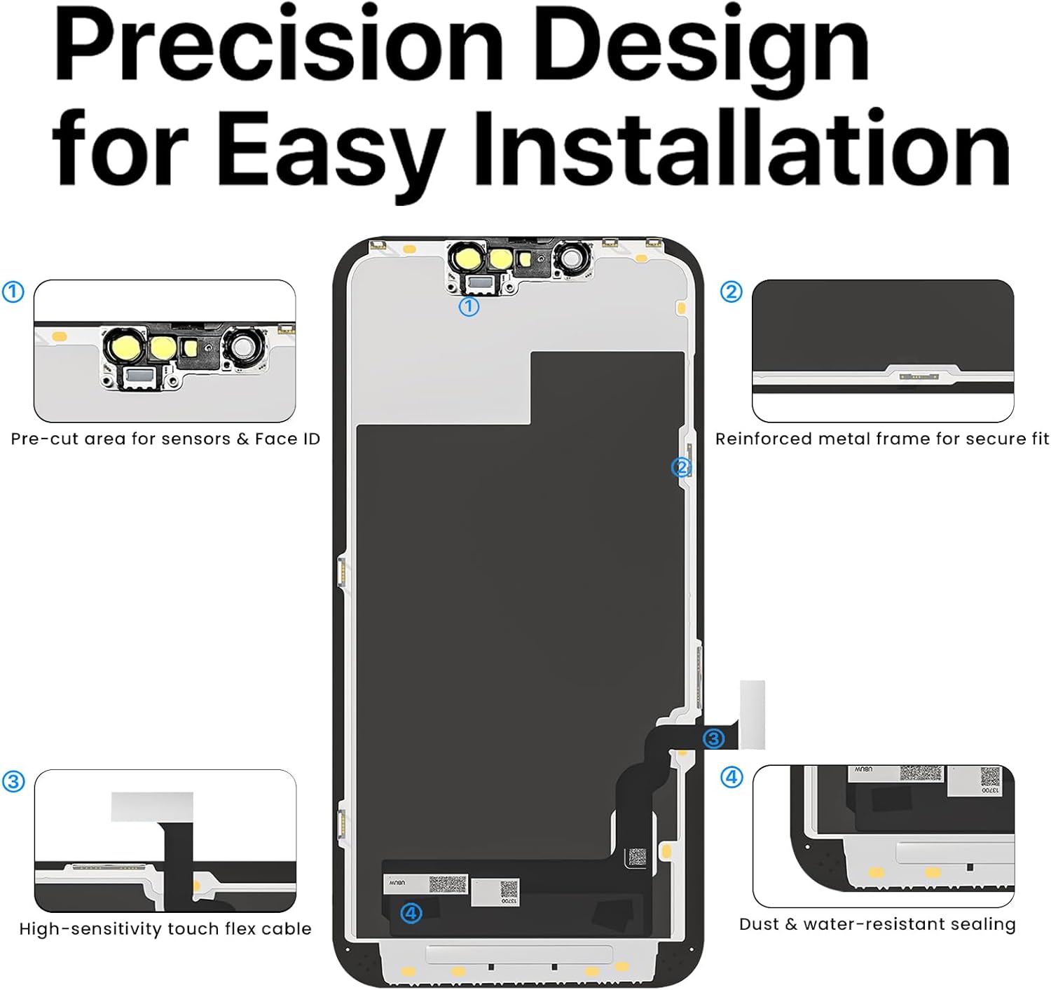 for iPhone 13 Screen Replacement 6.1 Inch LCD Display & Digitizer Assembly with Repair Tool Kit, Screen Protector & Adhesive Seal – Fits A2633 A2482 A2631 A2634 A2635