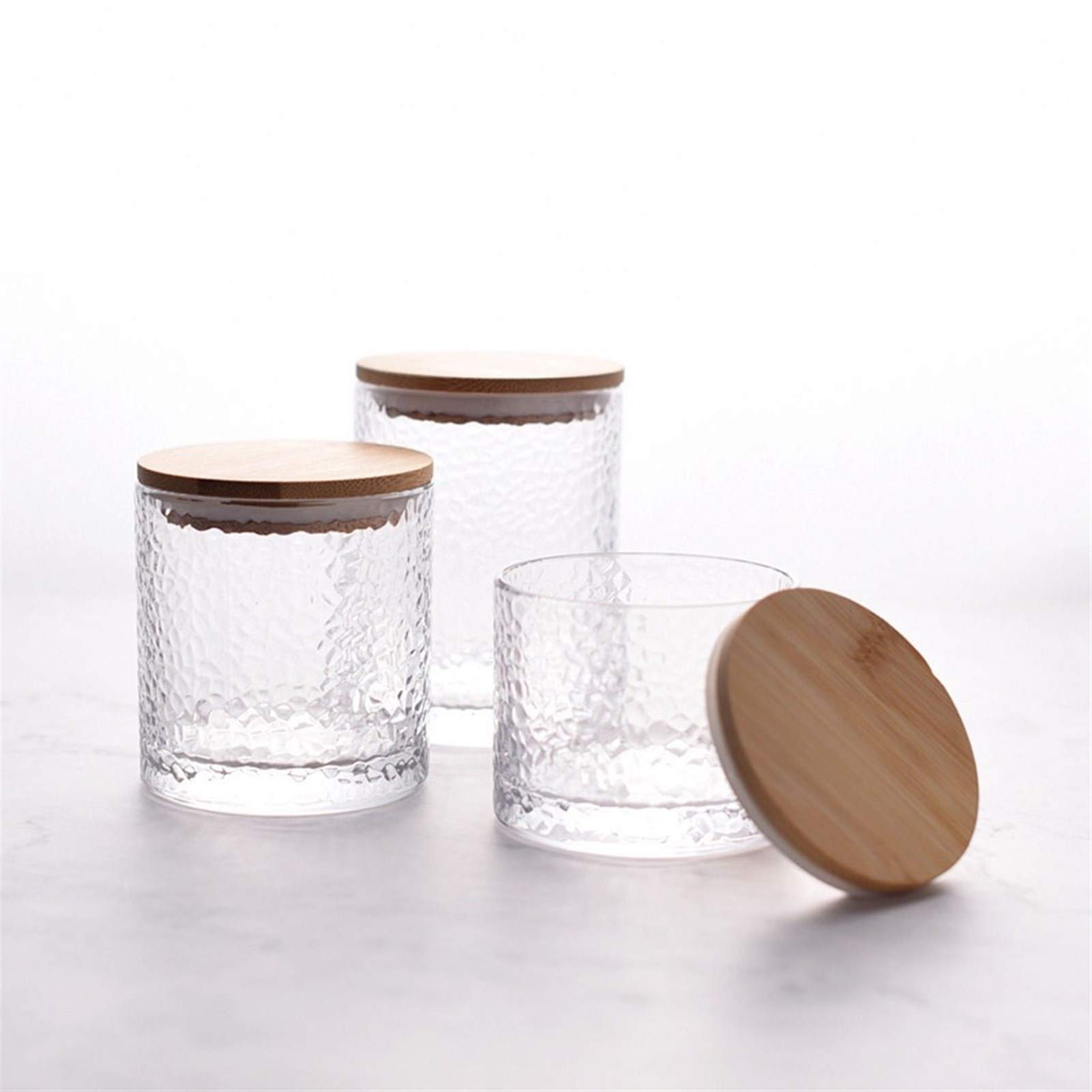 Botes para Alimentos Tarro de Cristal de Almacenamiento, Claro Tarro con Tapa for la Cocina, for Alimentos CONTENEDOR, un Juego de 3 Botes Herméticos