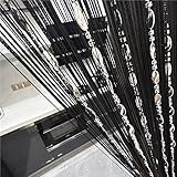 ave split 100cmX200cm Decorative Door String Curtain Beads Wall Panel Fringe Window Room Divider Blind for Wedding Coffee House Restaurant Parts Door Divider Beads Tassel Screen Decoration (black25)