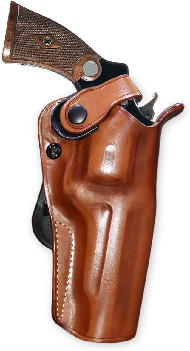 Masc OWB Leather Paddle Revolver Holster with Retention Strap, Fits Uberti 1875, Schofield No3 .38/45 5-inch, Right Hand Draw, Brown #5585#