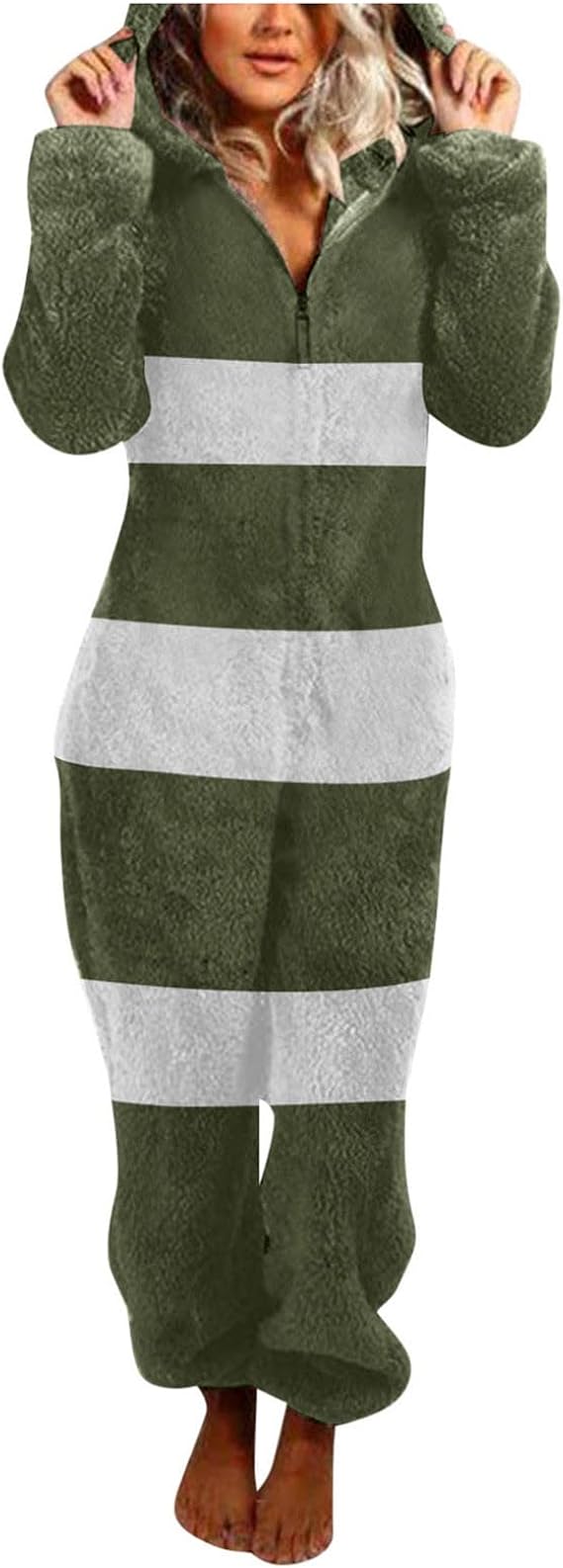 callmo Jumpsuit Damen Kuschelig Warm, Jumpsuit Damen Lang Winter Fleece