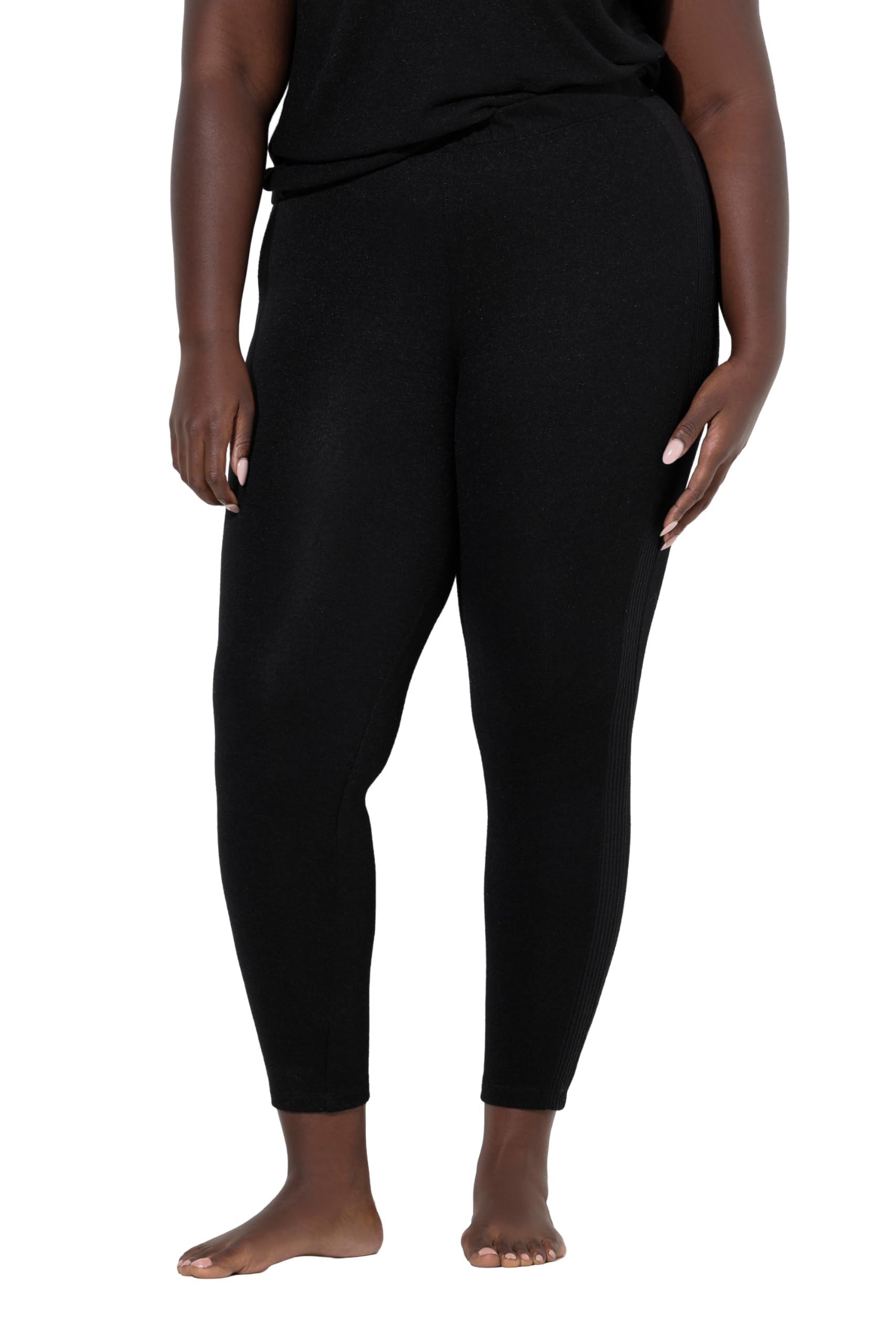 Ulla Popken Damen große Größen Übergrößen Plus Size Loungewear-Leggings, Seitenstreifen, Elastikbund 810335