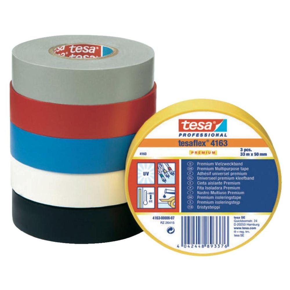 TESA PREMIUM 04163-00007-02 - Nastro isolante Tesaflex® 4163, 33 m x 30 mm, colore: Nero