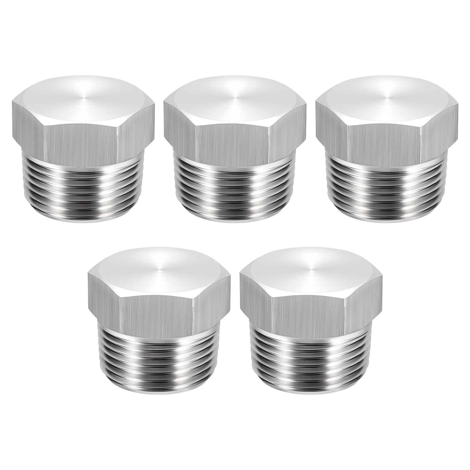 Raccord NPT 1/2 pouce mâle en acier inoxydable 304 à tête hexagonale pour tuyauterie, Lot de 5
