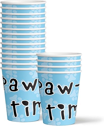 Vista 3 de Golden Retriever - Suministros para fiesta de cumpleaños, platos de papel con estampado de patas, juego de vajilla para fiesta de perro, incluye