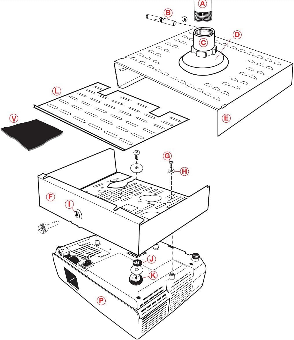 BMS Anti-Theft Projector Mount with Case for Accessories LOC V