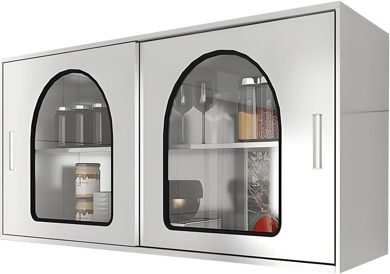 Kitchen Storage Cabinet Thickened Stainless Steel Cabinets with Adjustable Shelves Bathroom Storage Cabinet Suitable for Kitchens Balconies and Bathrooms(120 * 35 * 60cm)
