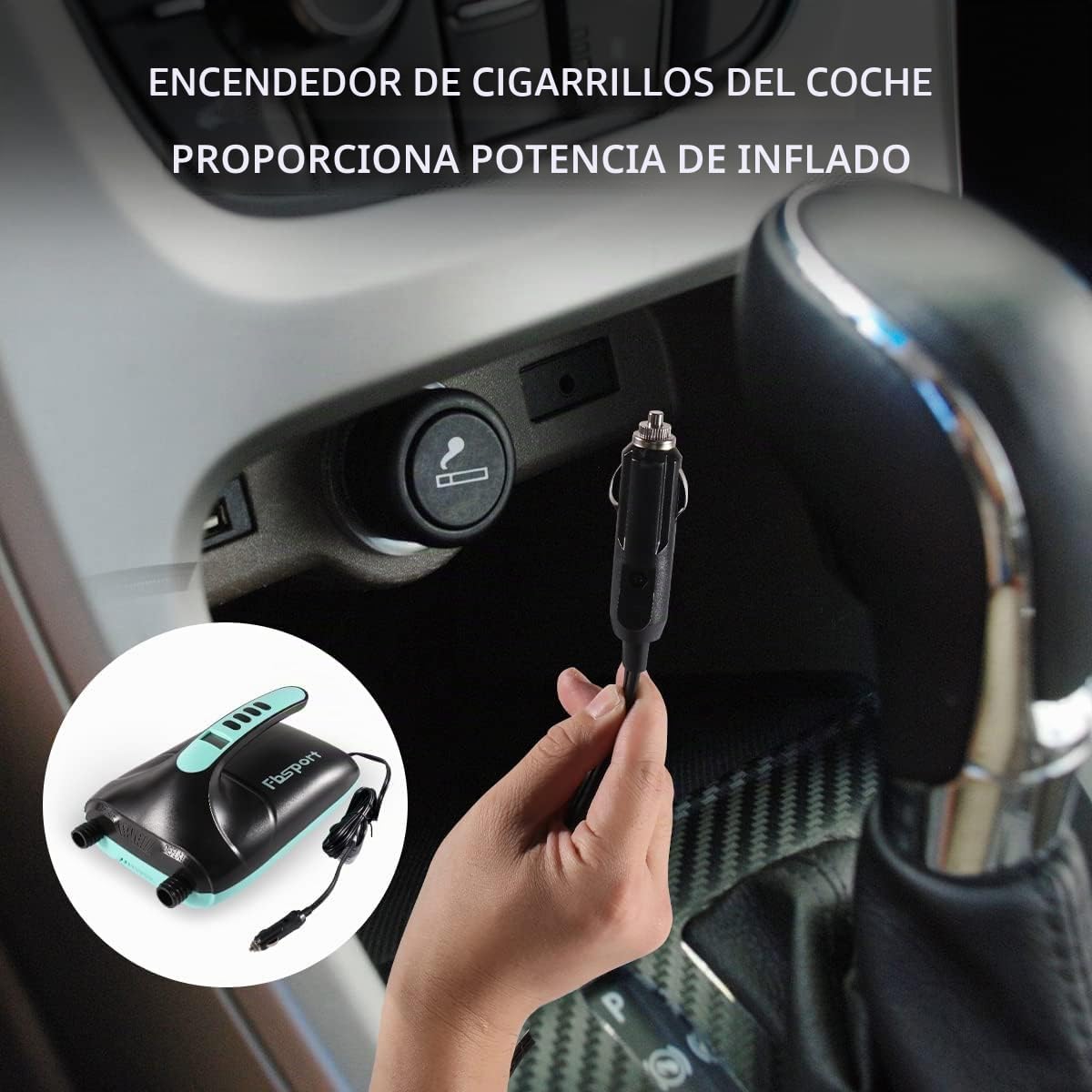 Inflador Electrico Paddle Surf, Bomba de Aire Eléctrica Portatil 20PSI, 12V DC Hinchador con Función de Apagado Automático y LCD, Inflado y Desinflado 2 en 1, para Kayak Colchón de Aire Tienda y Barco