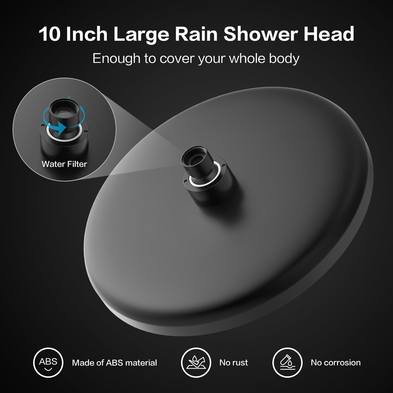 25cm Alcachofa de ducha efecto lluvia,Ducha Tipo Lluvia,Ducha Lluvia 360° Ajustable,Alcachofa de Ducha Grande Anticalcáreo y Alta Presión,Cabezal de Ducha de Cascada