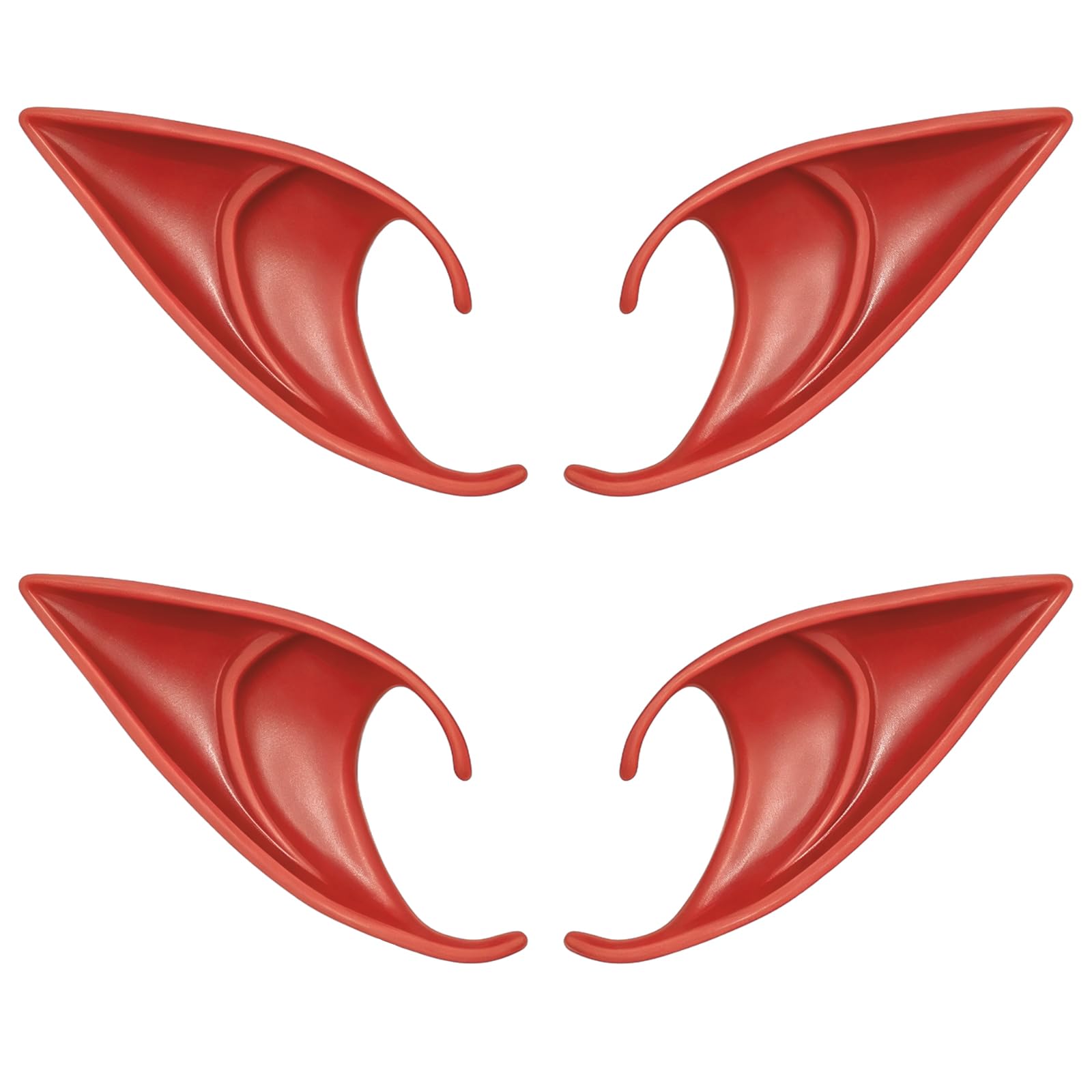 AOVNA 2 Pairs Fairy Pixie Ears 12cm Latex Elf Ears Red Soft Pointed Vampire Ears Anime Dress Up Accessories for Halloween Costume Cosplay Christmas Party