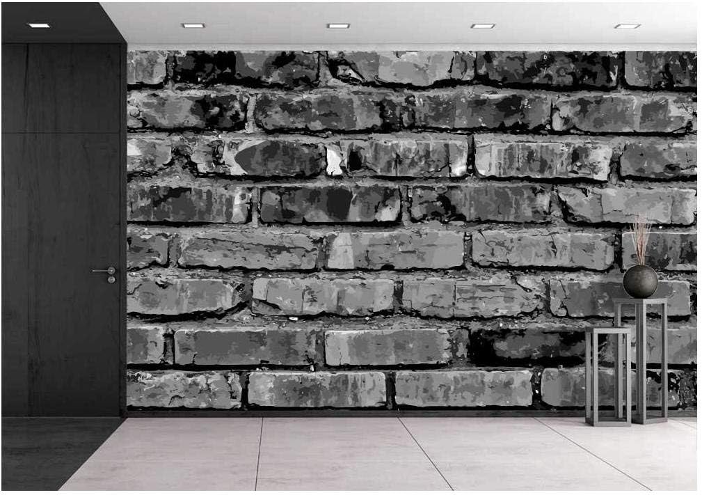 wall26 - Gray Brick Wall Background - Canvas Art Wall Mural Decor - 100"x144"
