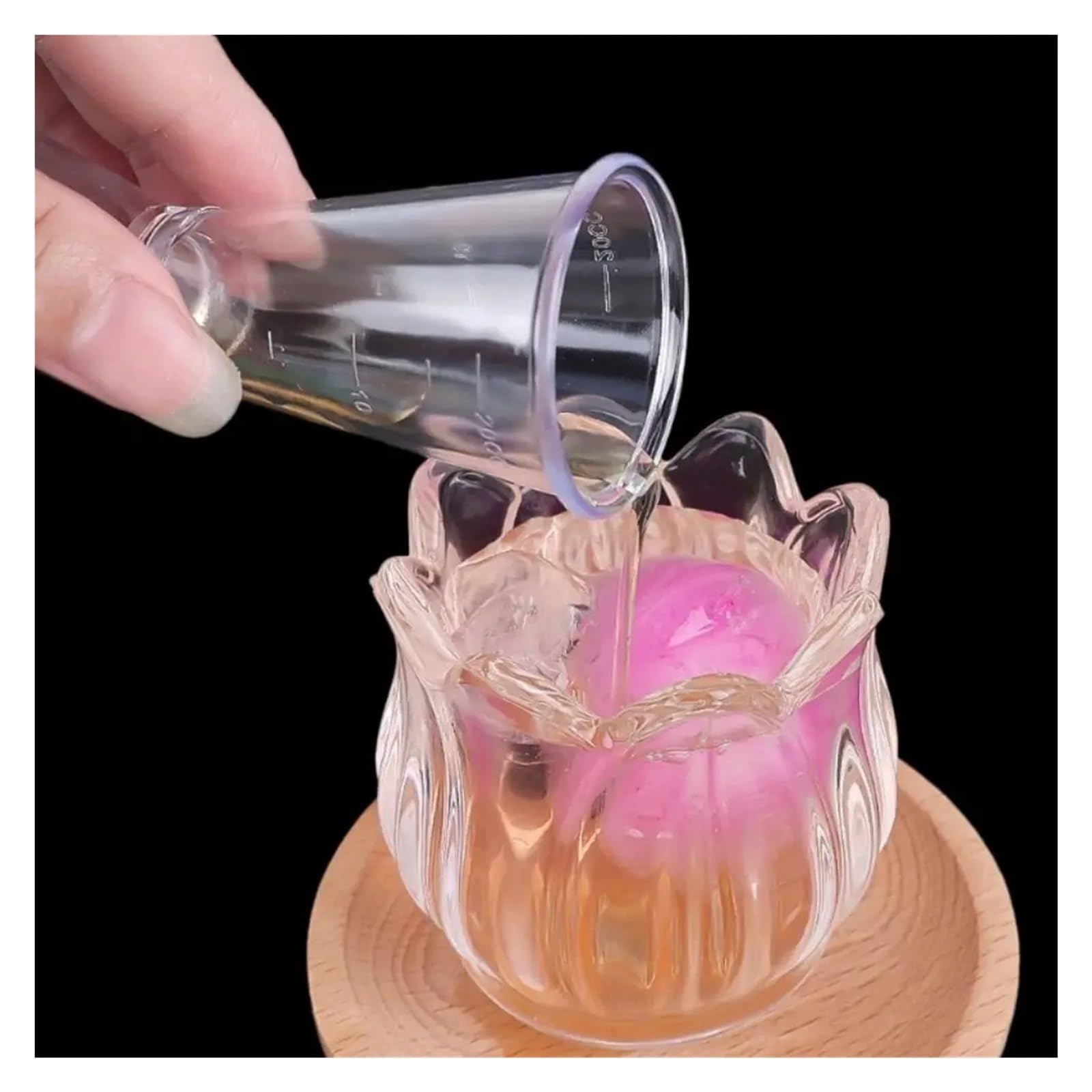5 Stück PP-Flüssigkeitsmessbecher, 25/50/100/250/500 ml, große Kapazität, Kunststoff-Wellbecher, transparent, stapelbar, Messbecher Für Labor Küche(500ml)