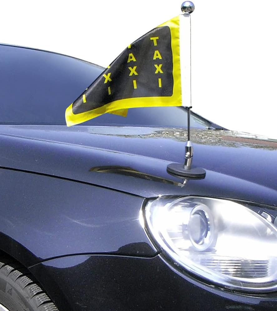 Magnetic Car Flag Pole Diplomat-1-Chrome with customized printed flag (right side)