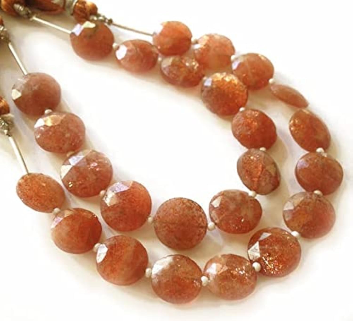 Pierre de soleil naturelle perle facettée 11-12mm pour fabrication de collier
