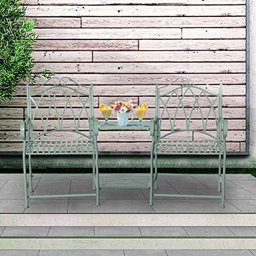 YILI Patio Bistro Set, Balcony Chair Settee, with 2 Armchair and