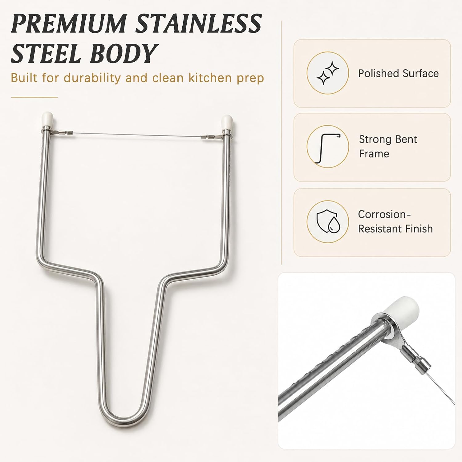Stainless Steel Wire Cheese Slicer for Hard & Semi-Hard Blocks