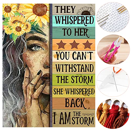 MUFEKUM Cross Stitch Kits for Adults Beautiful Girl Pattern Stamped Cross Stitch Kits with Needles Scissor Threaders