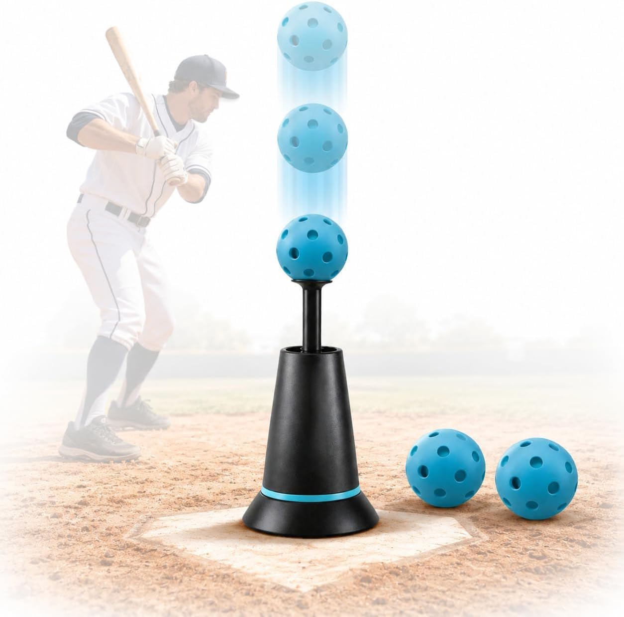 Baseball Hitting Trainer, Solo Batting Practice Tool with 3 Popper Balls