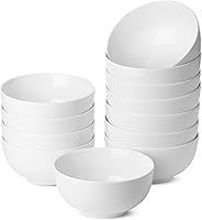 BTaT White Porcelain Cereal Bowls Set of 12 - 16oz Deep Soup Bowls for Rice, Salad, Noodles, Microwave Oven Dishwasher Safe