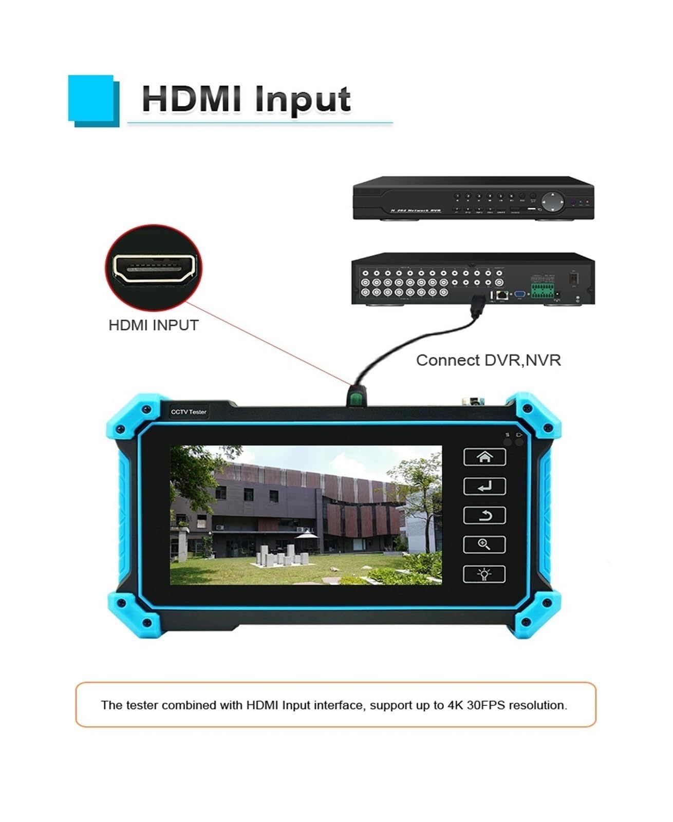 Monitor de Videovigilancia, 5,4 Pulgadas IPC-5200 Plus Full 8MP IP CVI TVI AHD SDI Analógico 6 En 1 VGA Y 4K HD Entrada Probador De Cámara IP,Pantalla del monitor CCTV(IPC-5200C Plus)