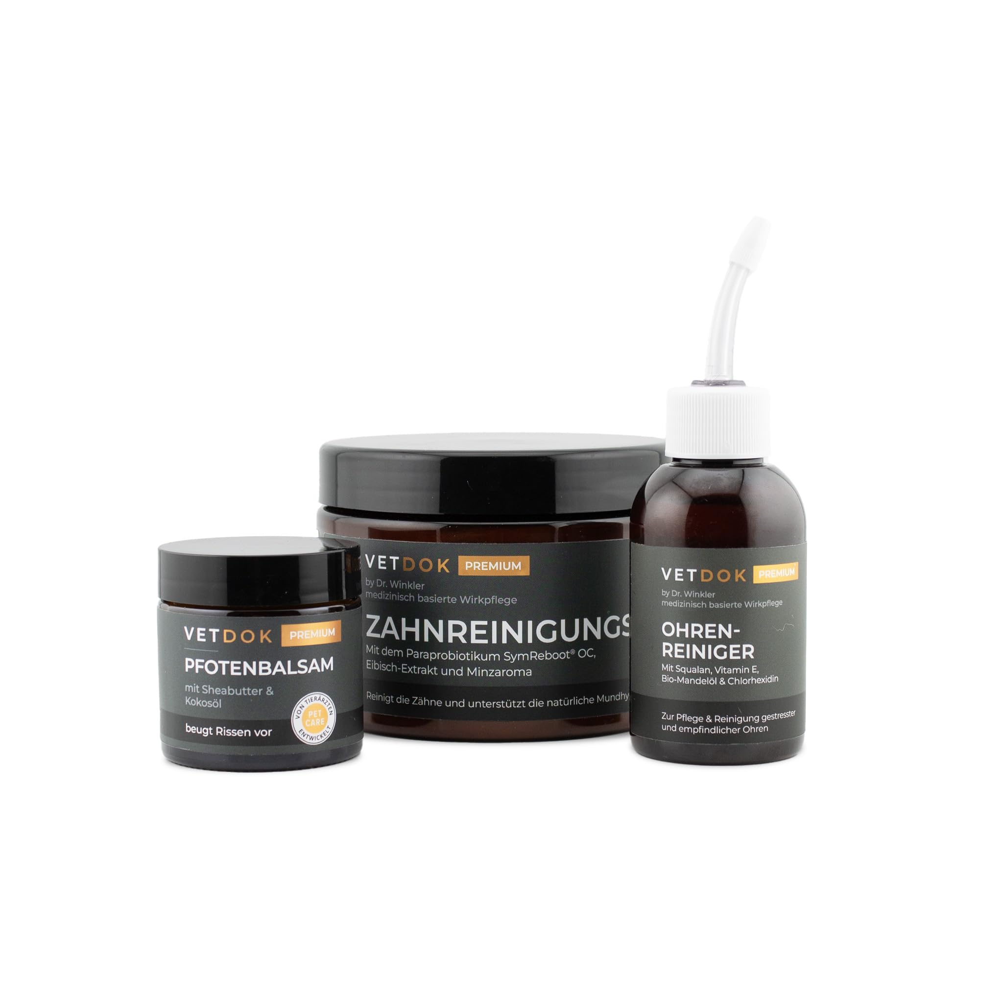 Daily-Care Set für Hunde – Hundepflege Set mit Zahnreinigungspads, Ohrenreiniger & Pfotenbalsam – tägliche Pflege für Zähne, Ohren & Pfoten