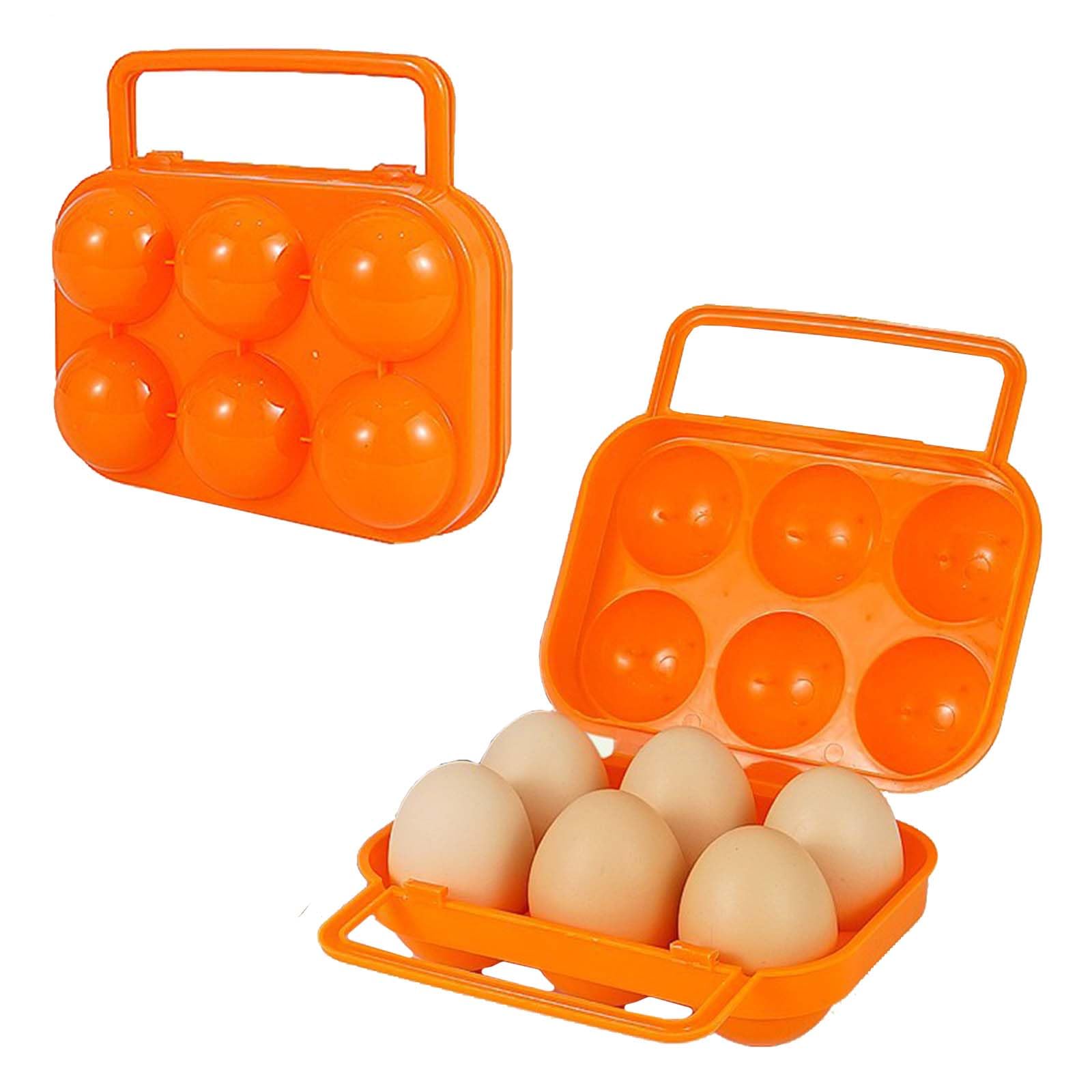 Plastic Egg Box, SVOCK Egg Carrier, Egg Basket for Kitchen, Travel Egg Container, Fridge Egg Holder, Outdoor Egg Storage Tool Portable Folding Plastic Egg Tray (6-Egg Capacity)