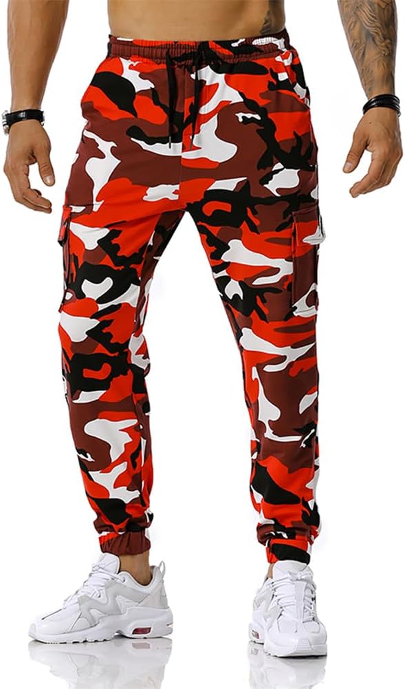 TOONRAIN Camo Cargo Pants Cargo Jeans for Men Casual Drawstring Sweatpants Camouflage Joggers Trouser with Pockets