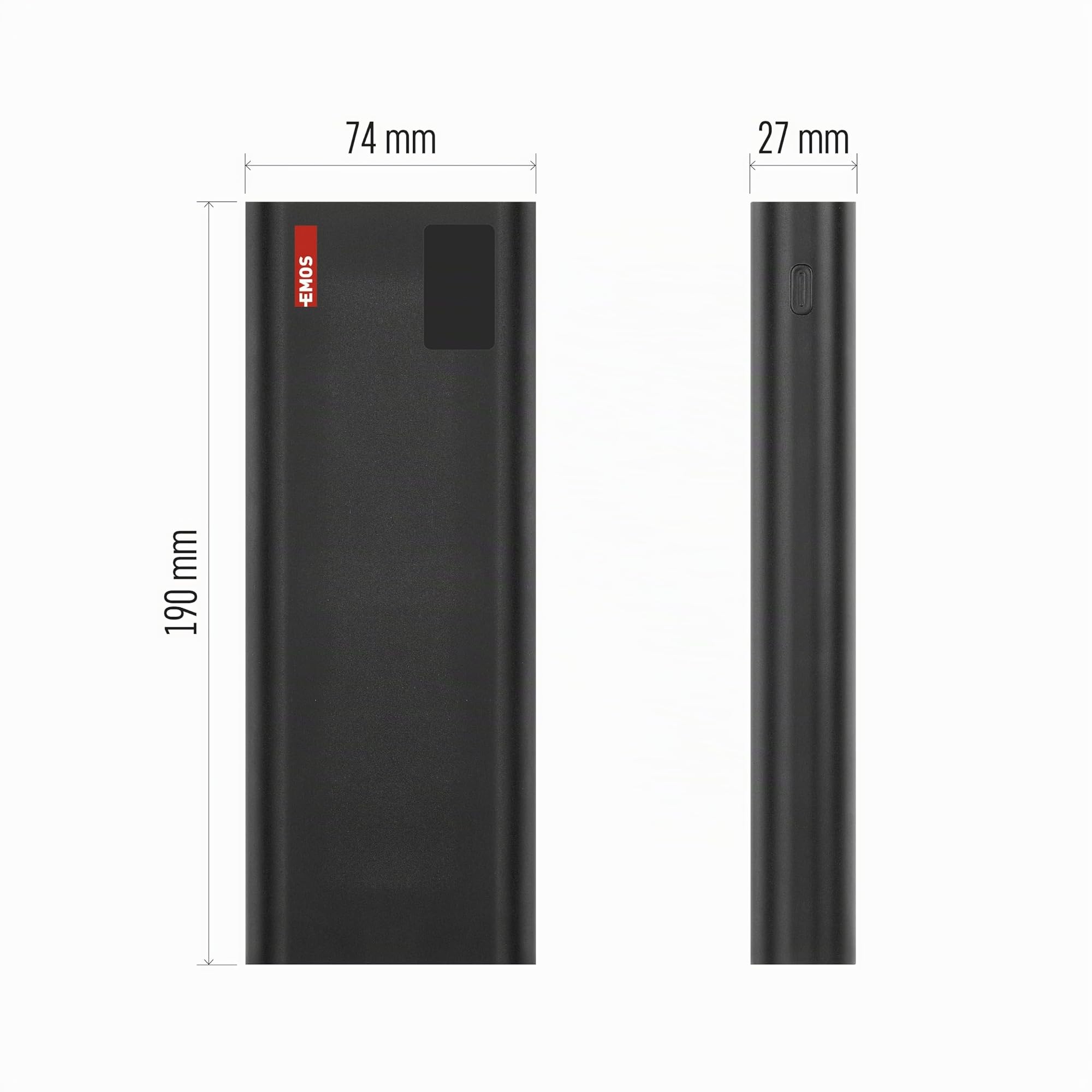 EMOS - Powerbank 27 000 mAh NTBF30 - Batterie Externe avec passthrough et Charge Rapide 100 W PD - 2 Ports USB-C/USB-A avec câble de Charge - pour Tablette, Ordinateur Portable, iPad, téléphone