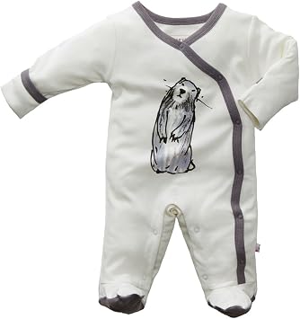 Babysoy Janey Baby Footed Pajamas - Organic Kimono Sleeper 0-3 Months, Marmot