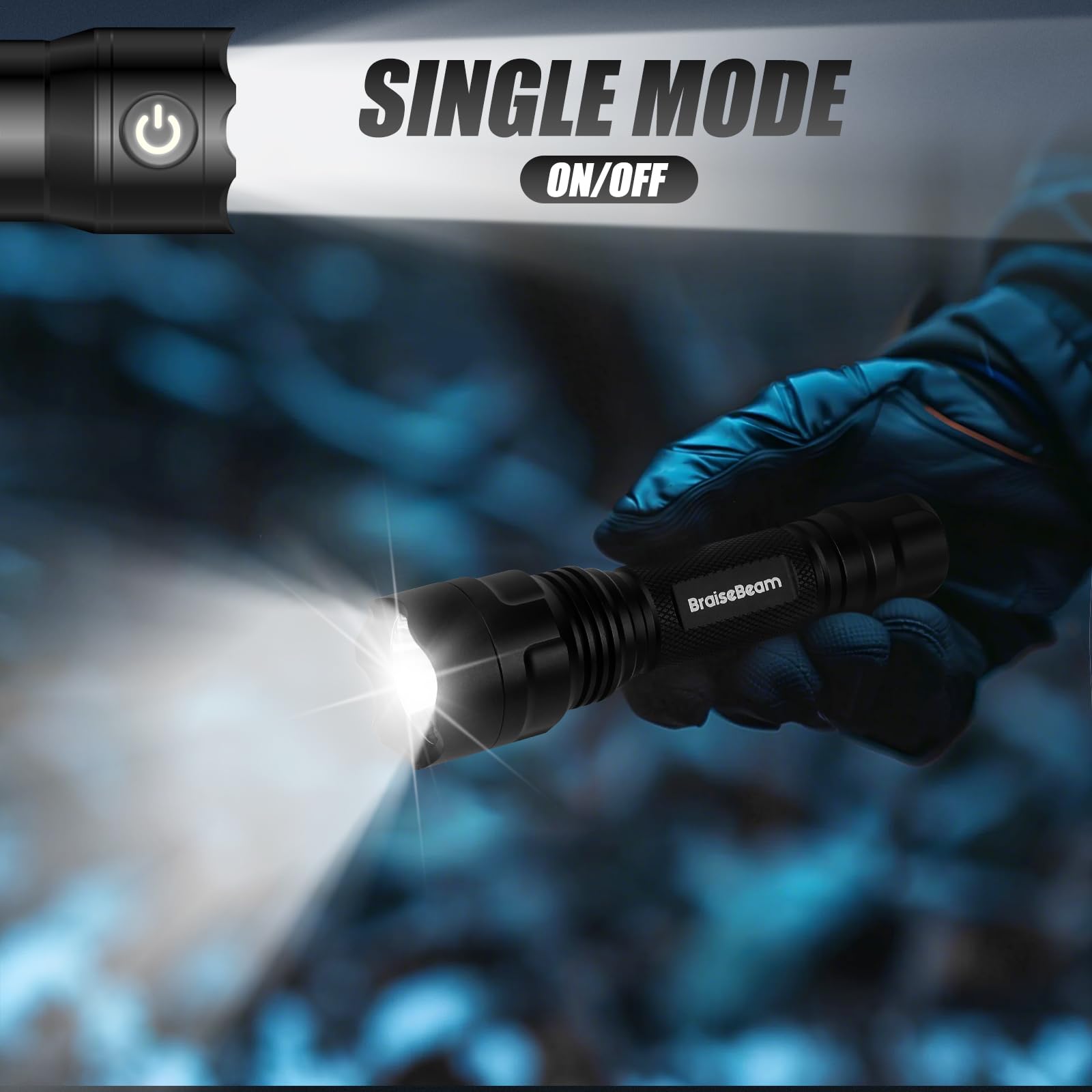 BraiseBeam Tactical Torch with Holster, 1200 High Lumens Police LED Torch with Belt Holder - Image 2