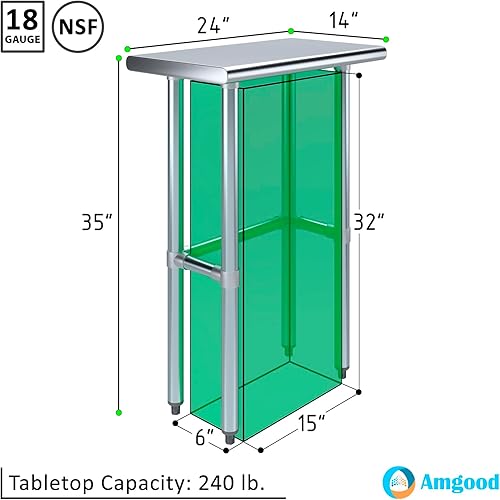 Vista 120 de Mesa de trabajo de acero inoxidable AmGood