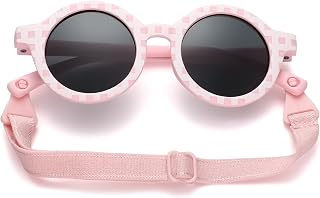 Polarisierte Baby Sonnenbrille 0-36 Monate - mit Band Verstellbar Silikon Rund Rahmen UV Schutz für KleinKind 0-3 Jahre
