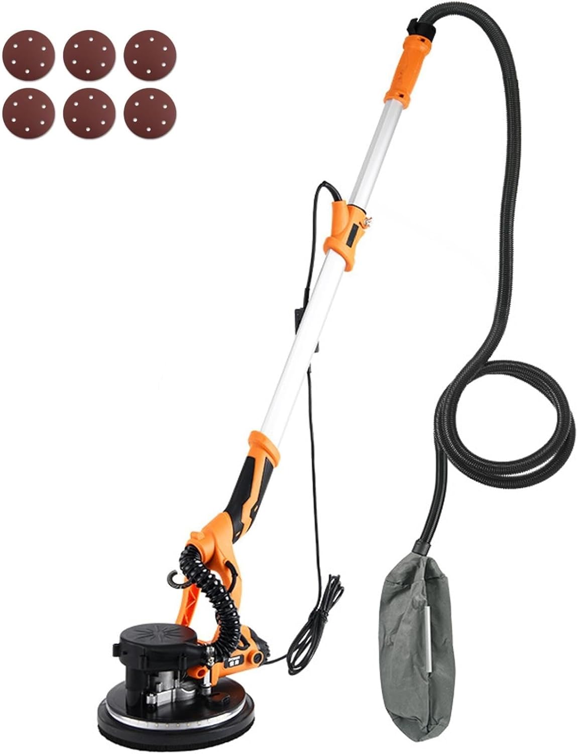 Electric Sanding Machine, with No Automatic Double Suction System,6 Variable Speeds, Led Lights,6 Sanding Discs and Vacuum Bags